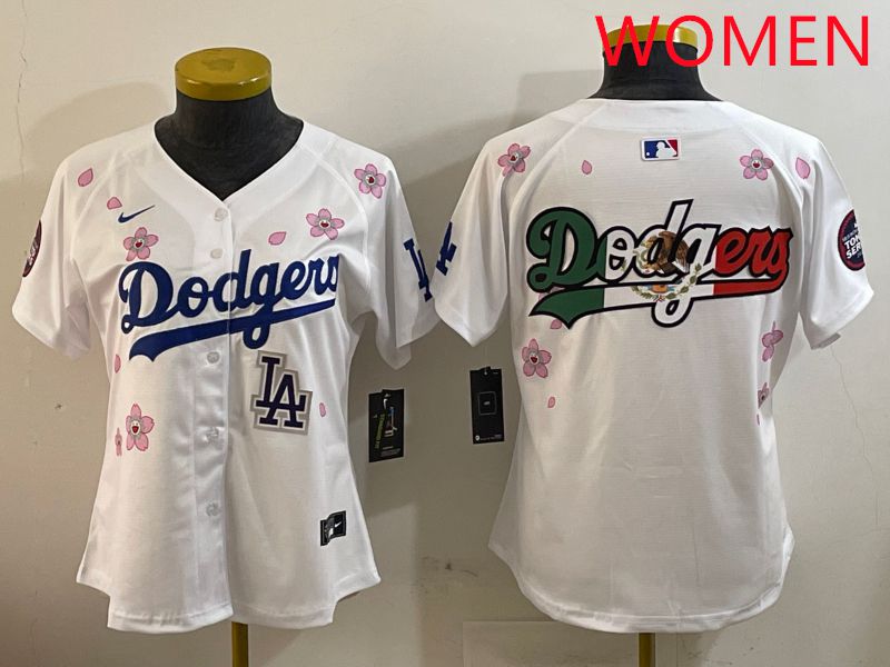 Women Los Angeles Dodgers Blank White Sakura Edition 2025 Nike MLB Jersey style 12